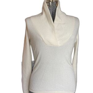 Kirkland Signature 100% Cashmere Shawl Collar Sweater Ivory Size S